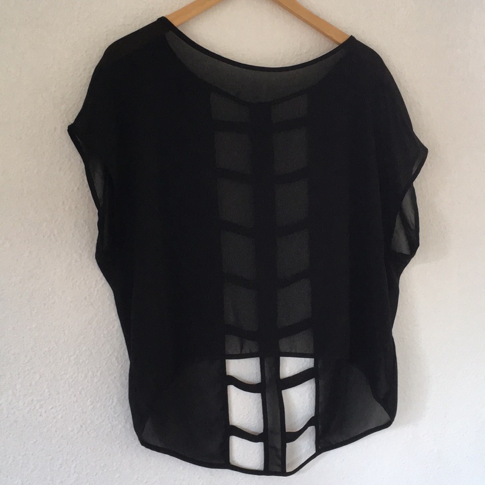 Sheer Black Cutout Shirt
